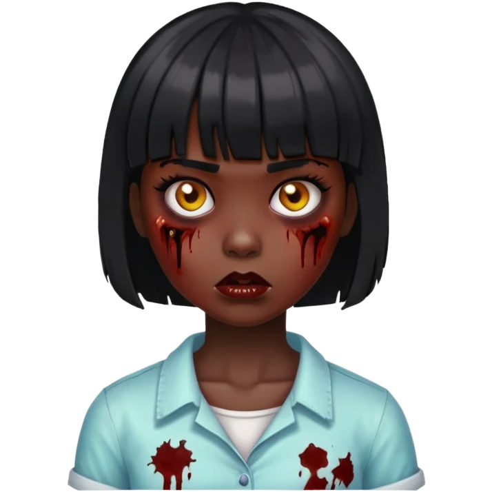 zumbie girl if black short hair and bangs emoji