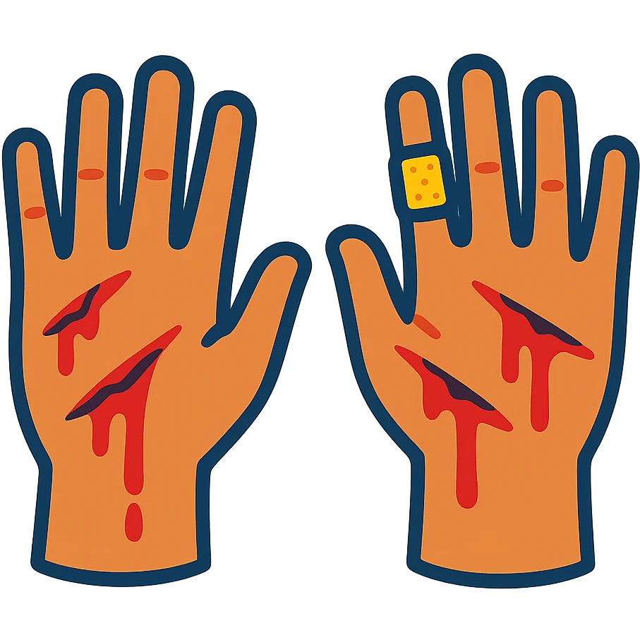 hands with cuts emoji
