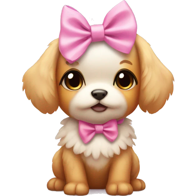 Chicken puppy wearing pink bow emoji