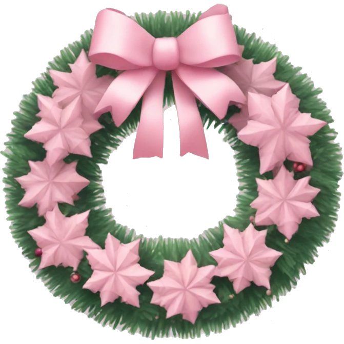 pastel pink christmas wreath with a pink bow emoji
