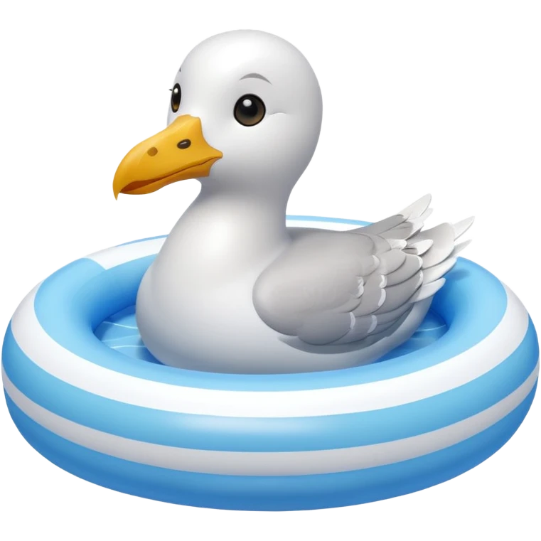 cute seagull inside an inflatable pool float emoji