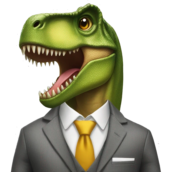 T rex with a suit emoji