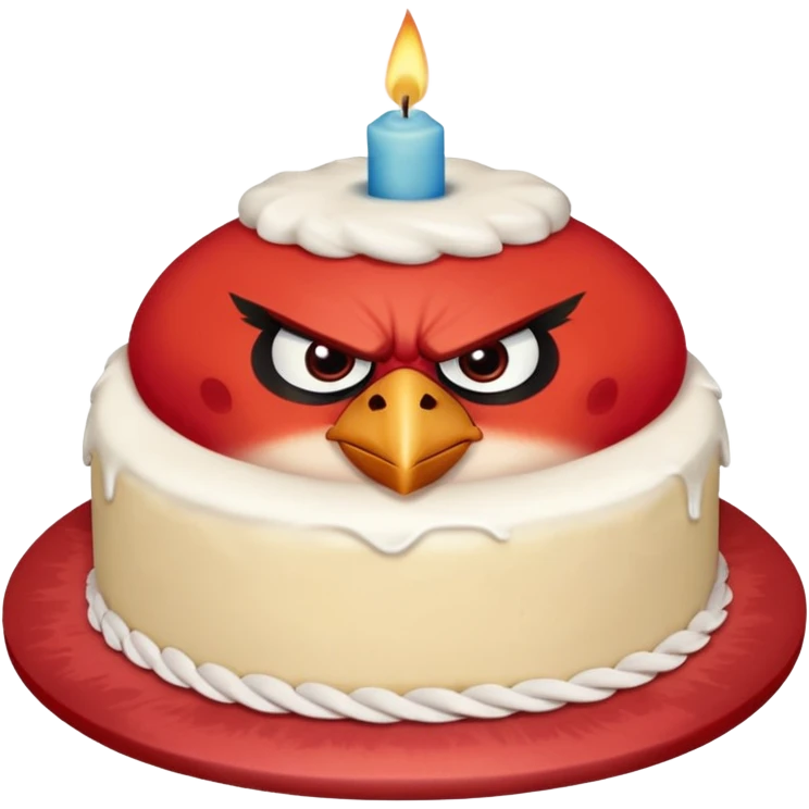 Angry bird with a cake emoji
