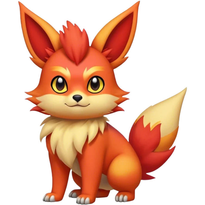 Cool cute Quilava-Litten-Flareon-animal-creature-hybrid full body emoji