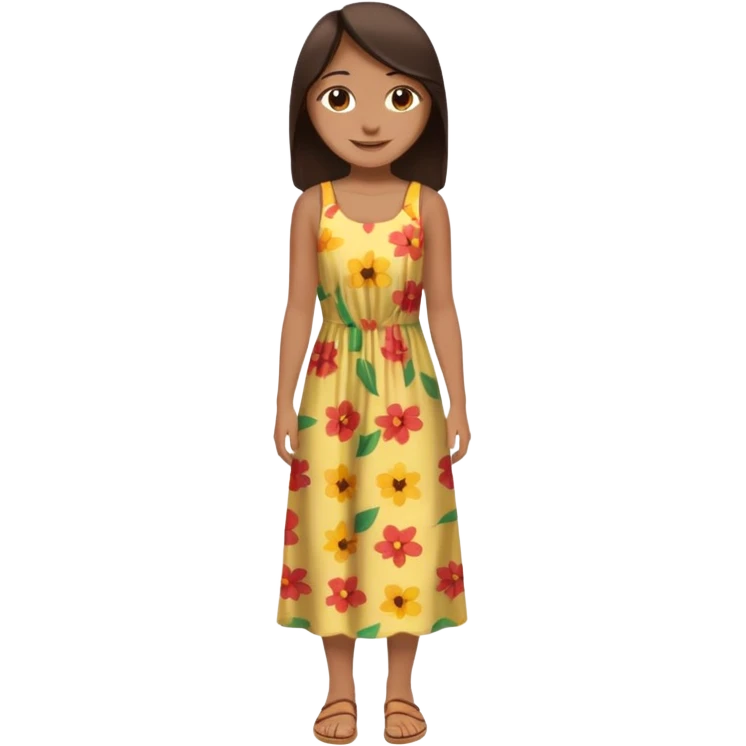 Can you make a girl with dark brown eyes with dark brown hair straight long hair with fully body  emoji