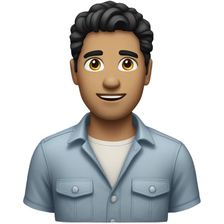 man with white skin and black hair, wear casual shirt  emoji