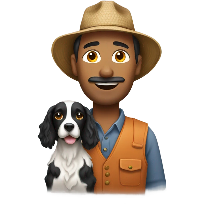 farmer man with springer spaniel  emoji