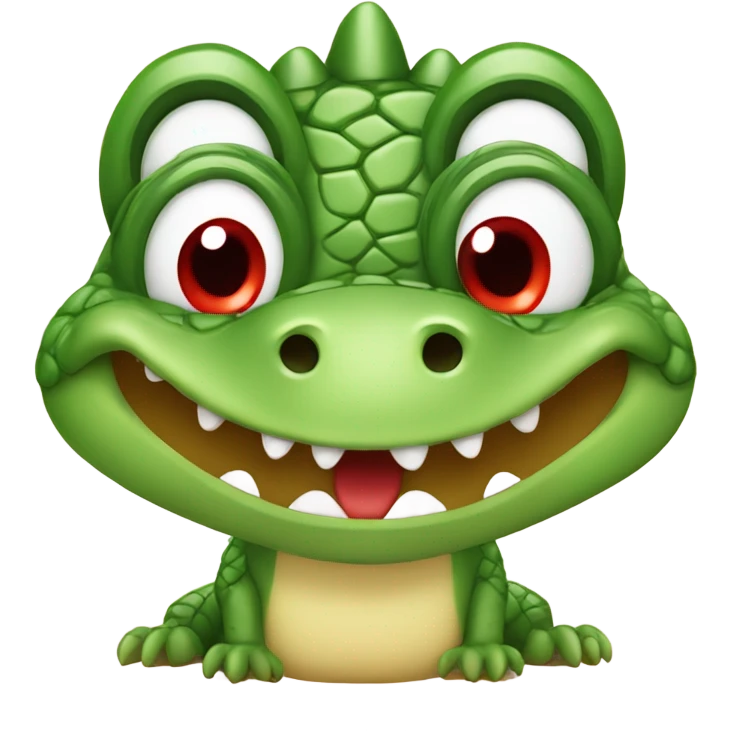 Cute Crocodile with big cute eyes with red shose emoji