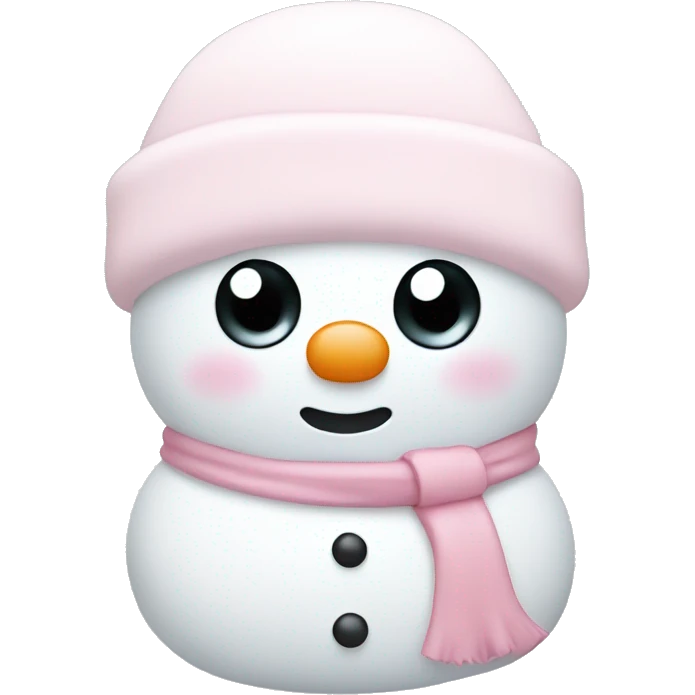 Cute white and light pink snowman emoji