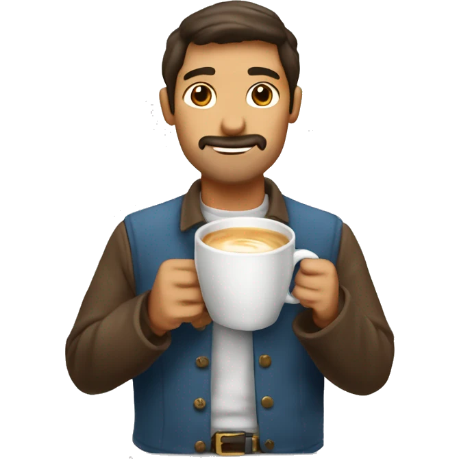 hombre tomando cafe con leche y pan emoji