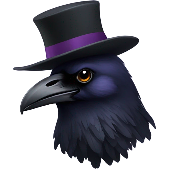 A Raven that has a hat on emoji