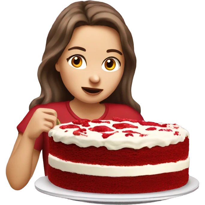 polish girl eating red velvet cake emoji