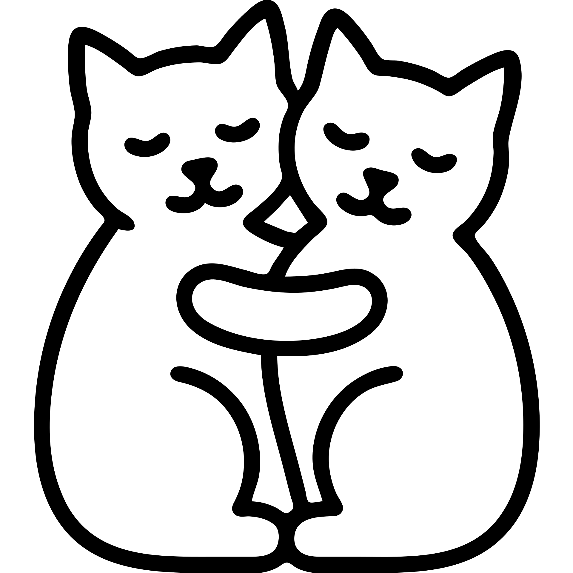 Two cats hugging each other, icon style, black outlines, no fill, simple and clean lines. emoji