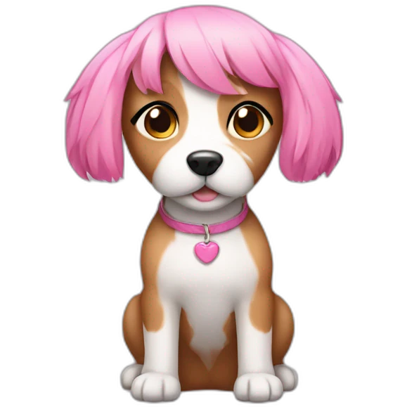 dog girl with pink hair emoji