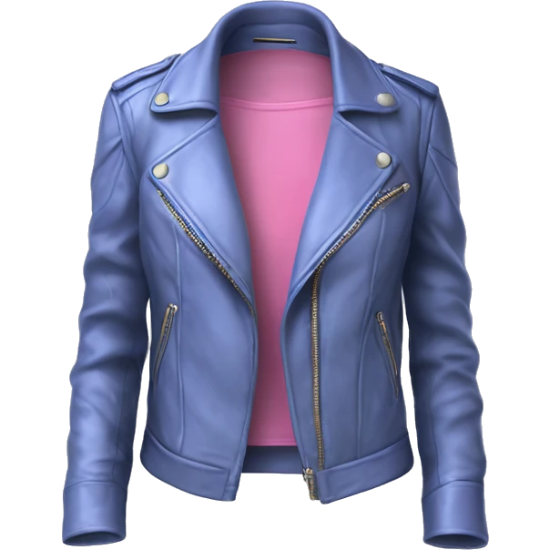 Realistic isolated periwinkle leather jacket with pink silk tank top underneath.  emoji