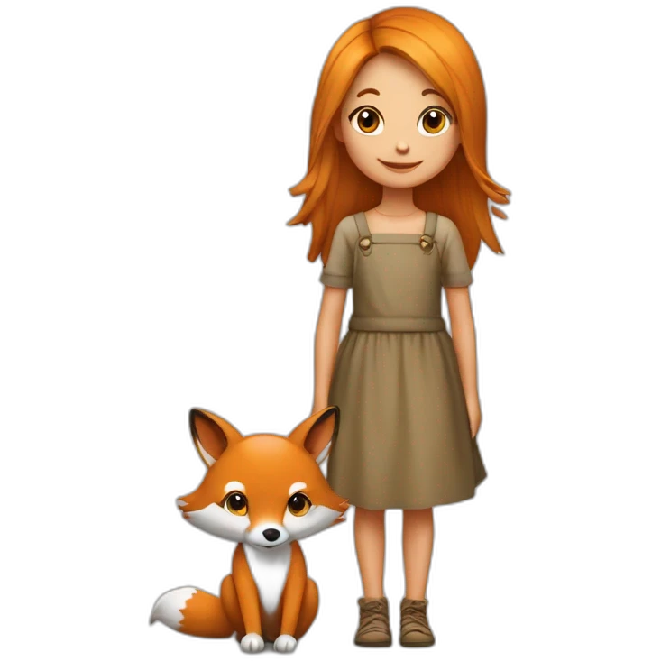 Petite fille sur le dos d un renard emoji