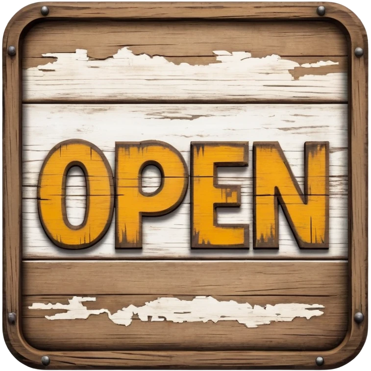 rustic wooden open sign emoji