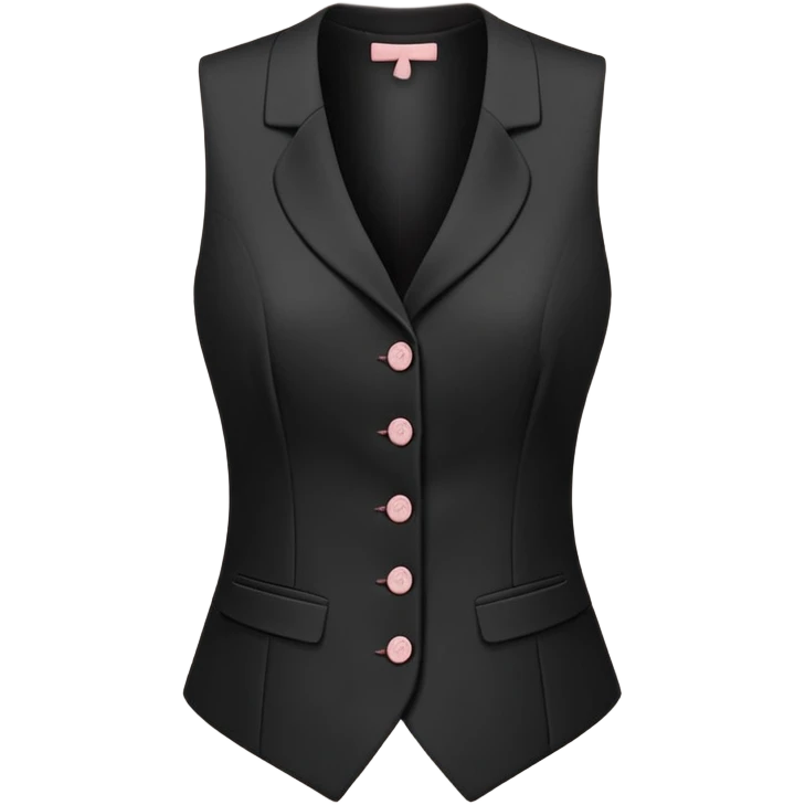 black formal women's vest with feminine cut, 3 buttons, tailored for women, sleeveless garment only emoji