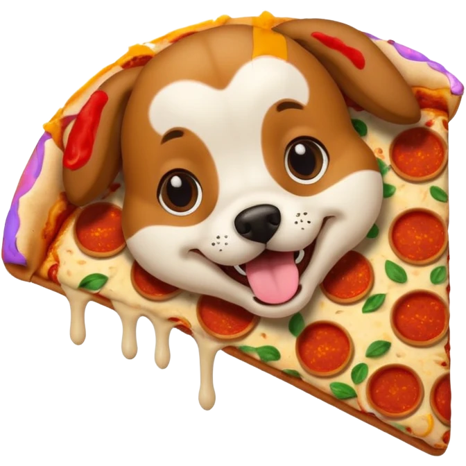Dog eating pizza emoji