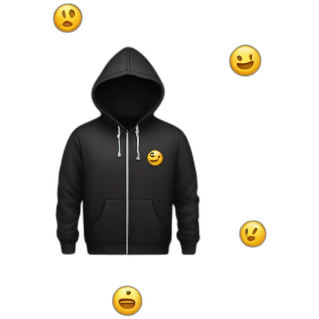 black hoodie with web design in middle, with the words SP5DER across the top right above the web  emoji