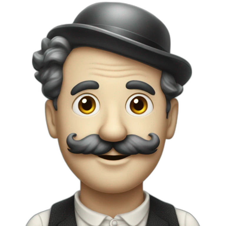 Charlie Chaplin without hat and with a moustache and short and raide hairs emoji