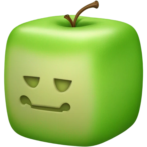 green Cube shaped Apple emoji
