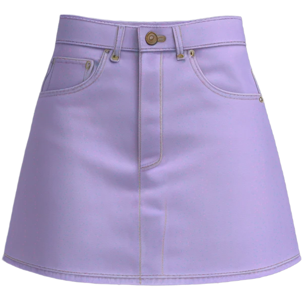 Realistic A-line high waisted lilac denim skirt, isolated emoji