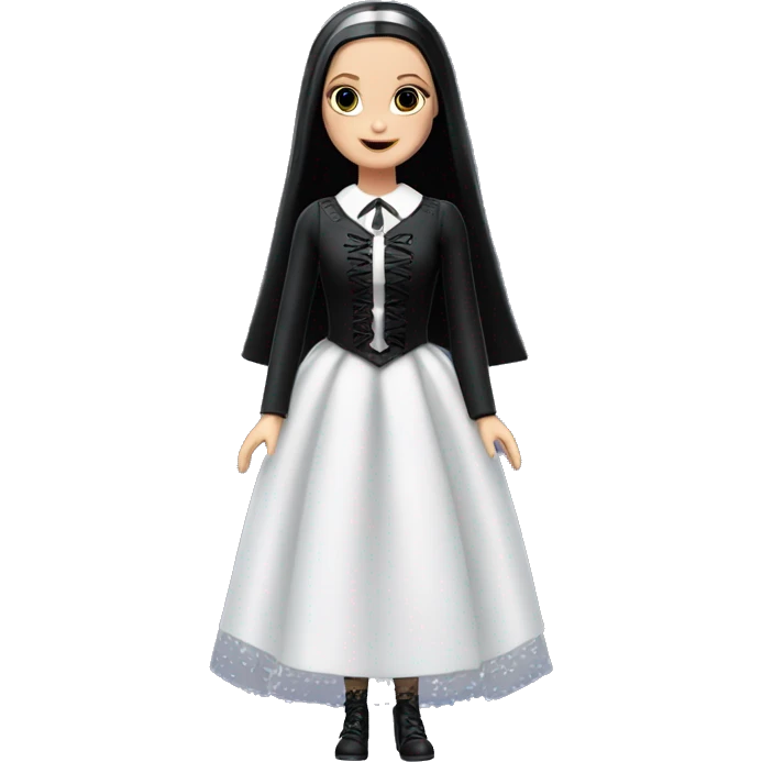 Principessa Barbie, teen Wednesday Addams,cute,showing off, show full body,happily mourning accessories veil emoji