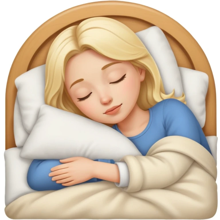 A blond white girl sleeping in cozy bed emoji