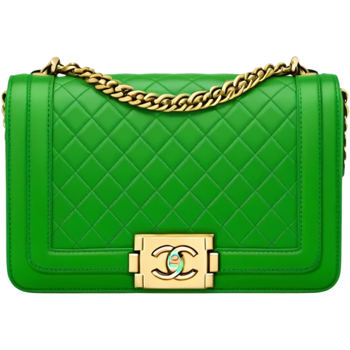 chanel le boy green bag gold hardware emoji