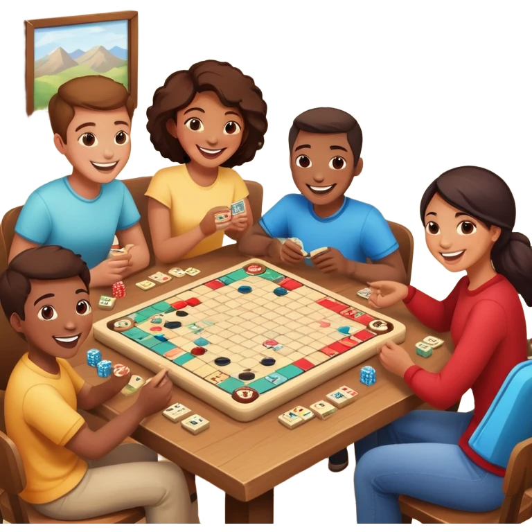 Familia jugando juegos de mesa emoji