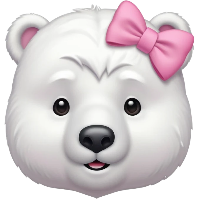 A polar bear smiling shy, blushed and with a pino bow on the head emoji