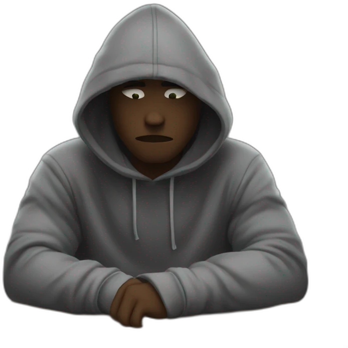 lonely guy with hoodie hooded in the klub alone emoji