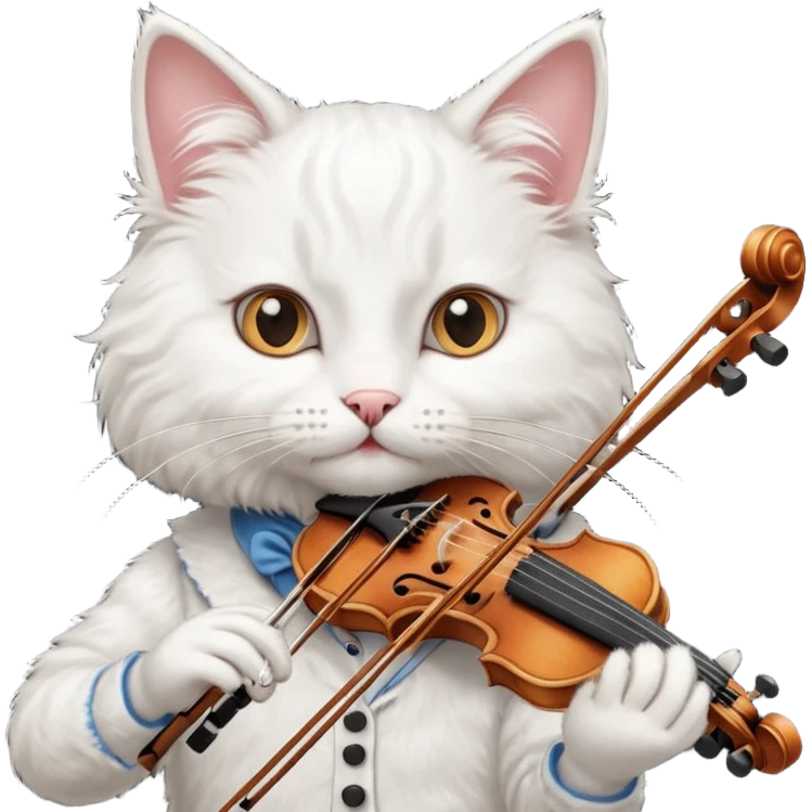 white cat play violin emoji