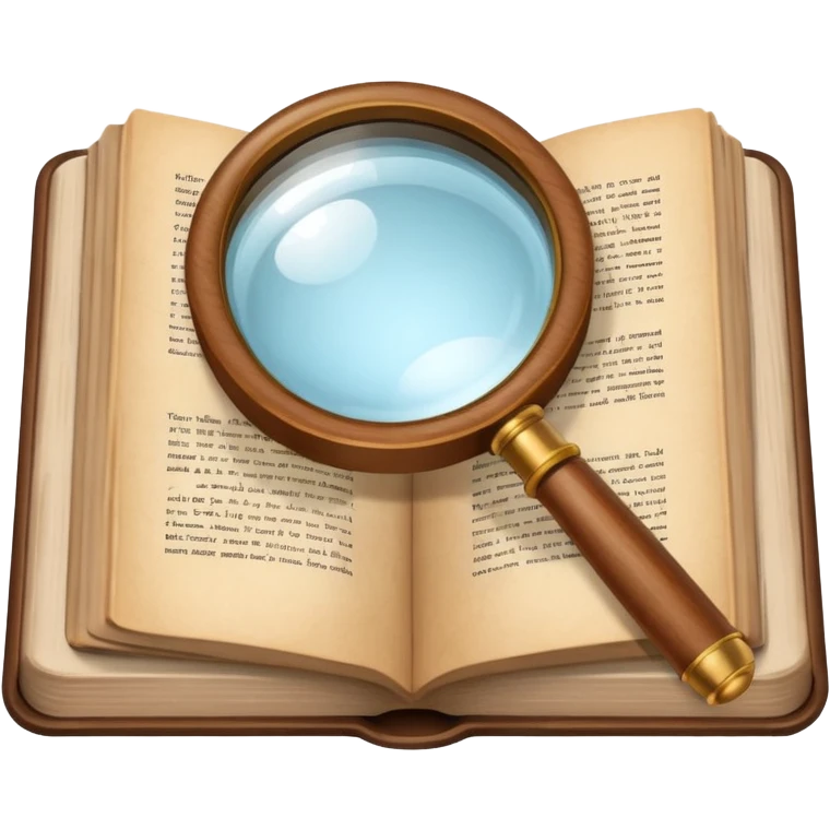 Magnifying glass above book  emoji