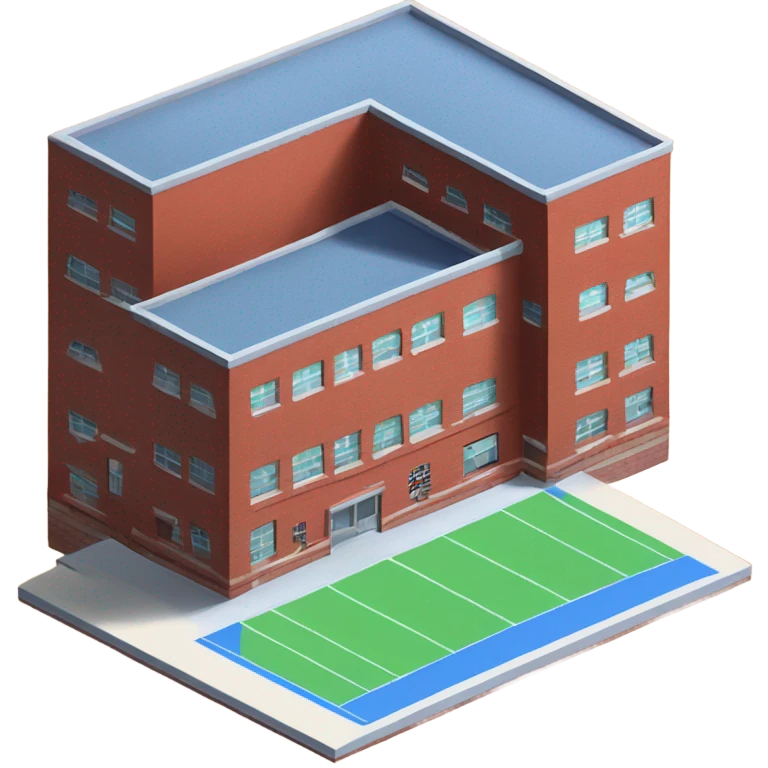 isometric single story red brick sports hall emoji