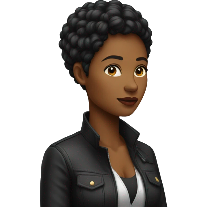 Femme noire avec veste et un micro  emoji