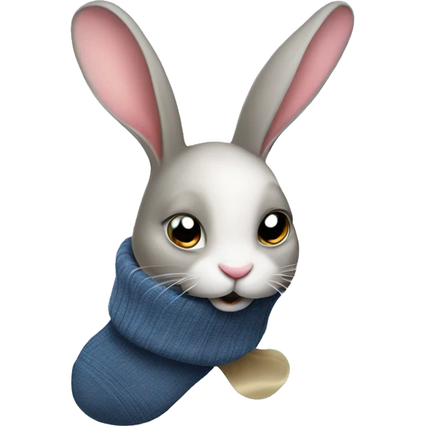 rabbit tidying a sock emoji
