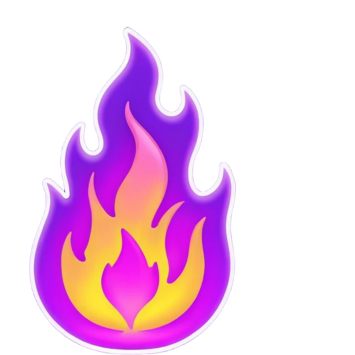 outline violet neon flame emoji