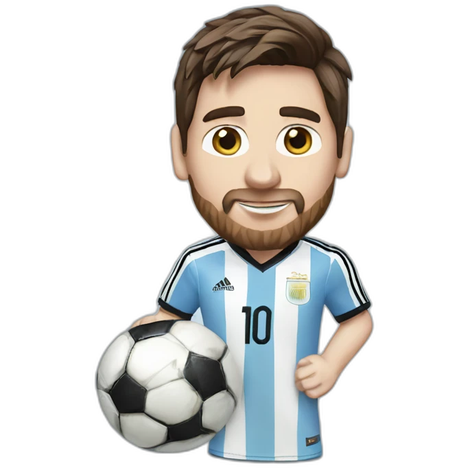 Messi holds the World Cup and wears an Argentine jersey. emoji