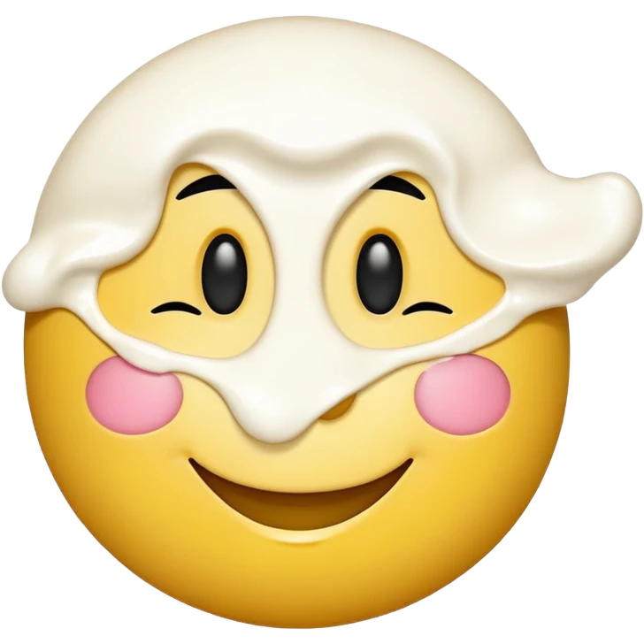 Smiley face with white cream on it emoji