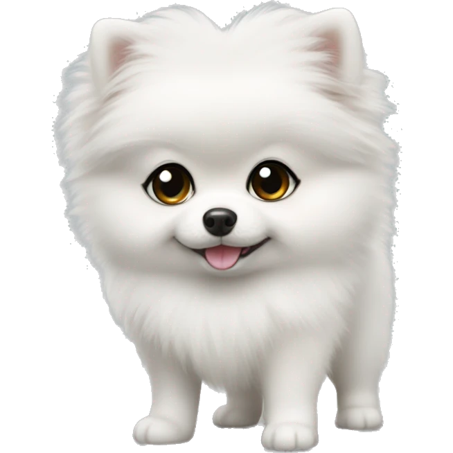 White mimi little Pomeranian puppy  emoji