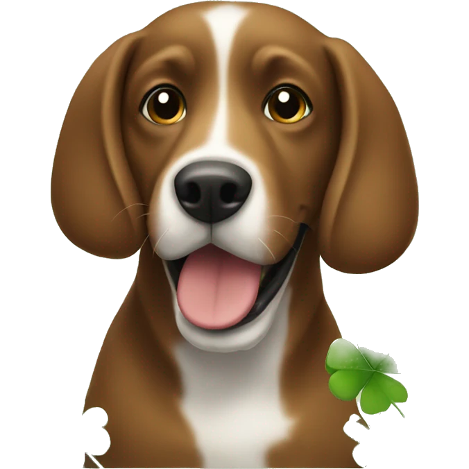 brown dog with clover emoji