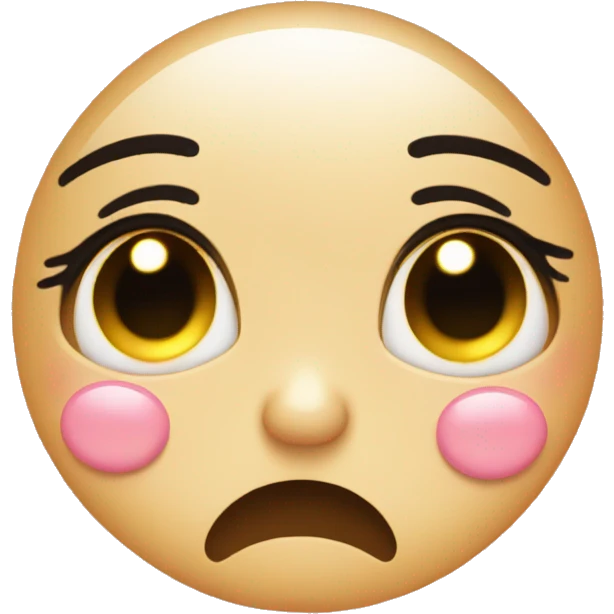 Cute face crying with blush and glittery eyes emoji