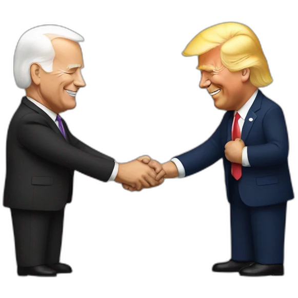 donald trump holding hands with joe biden emoji