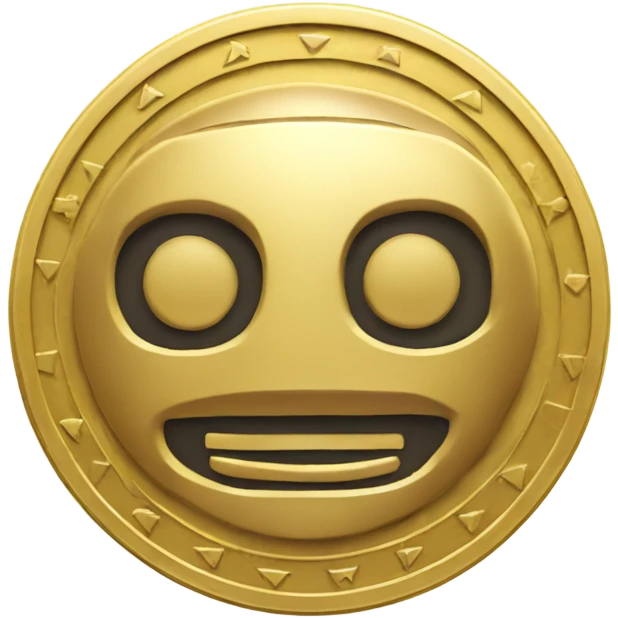 gold coin with robot stamped on it emoji