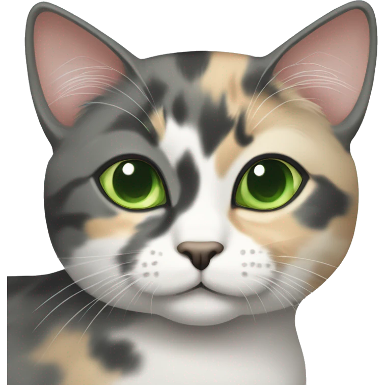 Dilute calico cat with green eyes emoji
