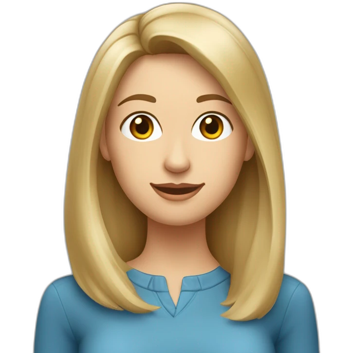 frau weiß dunkelblonde Haare schulterlang und offen gesicht rundlich augenfarbe graublau emoji