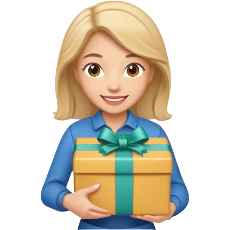 woman courier holding gift box emoji