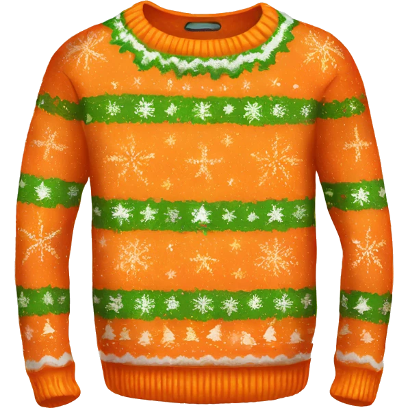 Realistic isolated orange ugly Christmas sweater. emoji